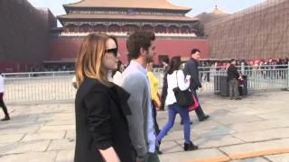 Andrew Garfield & Emma Stone Visit Forbidden City in China on Bikes | ScreenSlam