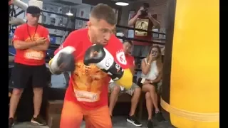 Lomachenko CRUSHES The Heavy Bag at LA Workout vs. Miguel Marriaga