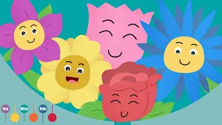 Five Little Flowers Growing in a Row | Nursery Rhyme | ItsyBitsyKids