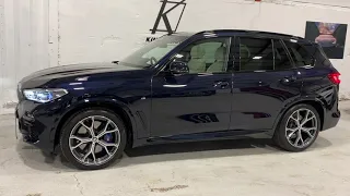 2019 BMW X5 30d M-sport Plus MEGA SPEC in Carbon Black with Ivory individual merino interior.