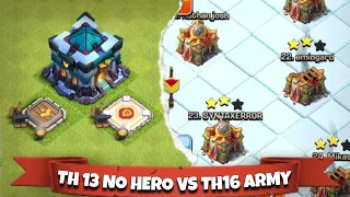 Townhall 13 No Hero vs Townhall 16 Attack | Best Attack Strategy in th13