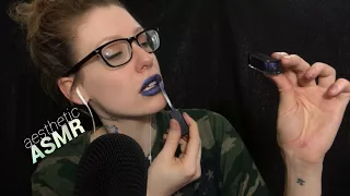 ASMR 💄B i n a u r a l 💄 APPLYING LIPGLOSS (Mouth Sounds, Sticky Sounds)