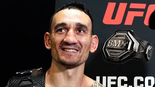 MAX HOLLOWAY REACTS TO INSANE KO OF JUSTIN GAETHJE AT UFC 300 FOR THE BMF TITLE