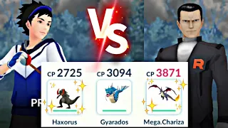 Mega Charizard Y and dragon type team  destroy team rocket Giovanni Entire team badly in #pokemongo