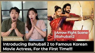 English subs Introducing Bahubali 2 to Korean TV Actress, First Time! Arrow Fight Scene, Prabhas 720