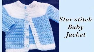 Baby Boy Set: How to crochet newborn star stitch sweater jacket -cardigan 0-6M Crochet for Baby #176