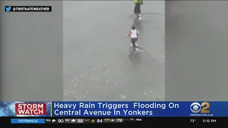 Heavy Rain Triggers Flooding On Central Avenue In Yonkers