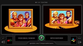 Art of Fighting (Sega Genesis vs Snes) Side by Side Comparison