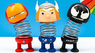 Making Emoji Bobble Head mix Thor, Iron Man, venom with clay 👽 Superheroes 👽 Polymer Clay Tutorial