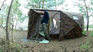 Установка маскитной веранды, для палатки куб ( Берег). Испытание дождём.