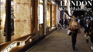 Walking London's Knightsbridge | Harrods Christmas Lights | Luxury Sloane Street [4K HDR]