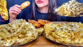 ASMR EATING CREAMY PASTA + MAC N CHEESE MUKBANG