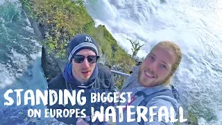 Standing on top of the biggest waterfall in Europe, the Rhine Falls in Switzerland | Perfspots