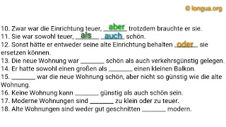 A1, A2, B1, B2, C1, Übungen, Konjunktionen,  Präpositionen, entweder oder, weder noch, zwar aber, so