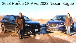 Comparison Review - 2023 Honda CR-V Hybrid vs. 2023 Nissan Rogue - Go green or go lean?