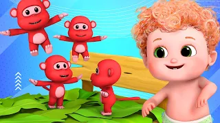 Five Little Monkeys Jumping on the bed - 3D Animation English Nursery rhyme for children