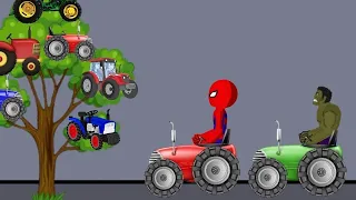Spider-Man vs Hulk, Granny - Tractor tree - Funny Animations Drawing Cartoon 2