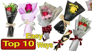 Top 10 Best way single rose wrapping // Easy flower bouquet wrapping tutorial