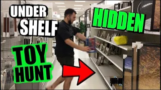 UNDER THE SHELF Toy Hunting HIDDEN spots!!!  I FOUND IT!