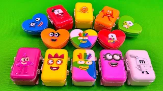 Finding Numberblocks in Suitcase, Heart Shapes with Rainbow CLAY Coloring! Satisfying ASMR Videos