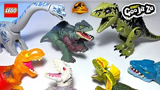 Goo Jit Zu VS LEGO Jurassic World Dinosaurs! Giganotosaurus, Brachiosaurus, T-Rex, Indominus Rex