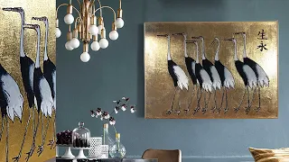 Japanese Cranes Decoupage on Canvas art DIY