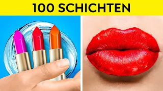 100 SCHICHTEN CHALLENGE || Coole Ideen für Haare und Make-up für Mädchen von 123 GO Like!