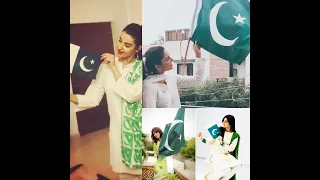 Pakistani Celebrities Pictures With Green Flag | 14 August | Pakistan Zindabad