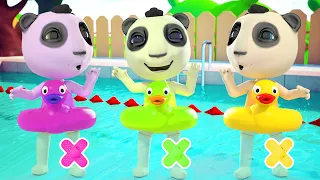 Dolly and Baby Pretend Play Swimming in the Pool Story | Kids Swimming Pool Challenge with Toys #344