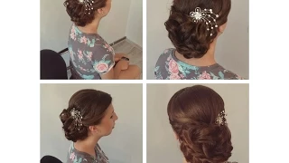 Easy hairstyle for medium hair. Wedding prom updo