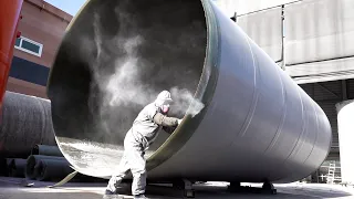 Process of Making a Giant Chemical Tank for Purification Using Glass Fibers in Korea Factory.