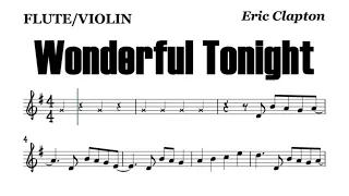 Wonderful Tonight Flute Violin Sheet Music Backing Track Play Along Partitura