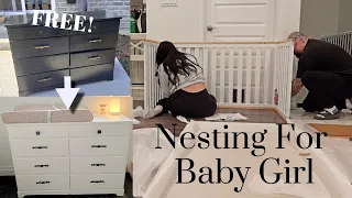 Preparing For Baby Girl's Arrival | Building The Crib | Refurbishing a FREE Dresser | 27 Weeks