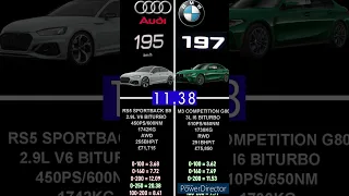 AUDI RS5 SPORTBACK TFSI 450PS B9 VS BMW M3 COMPETITION 510PS G80 ACCELERATION 0-250KM/H #shorts