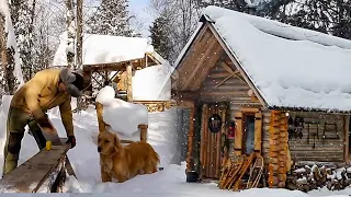 Video Full: The process building a wooden house under heavy snowfall forest alone l Life The Jungle