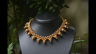 Gold Beaded Jewelry With Drops || Jewelry Making At Home || Handmade Jewelry || Party Wear