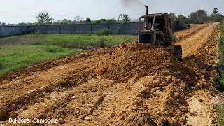 BIG THE PROJECT!! POWERFUL DOZER KUMATSU WORK FAST PUSHING CLEARING THE SOIL MAKE NEW ROAD LONG