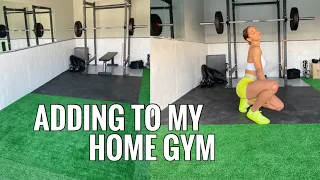 ADDING TO MY HOME GYM | NEW GYMSHARK FIT, Putting turf down, hanging mirrors | VLOG