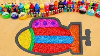 EXPERIMENT Slime - How To Make Colorful Submarine With Glitter Slime, Orbeez, Coca Cola vs Mentos