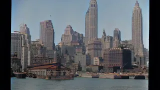 Lower Manhattan waterfront, New York City 1930s, remastered in HD