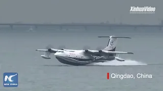 China-developed AG600 amphibious aircraft succeeds in maiden flight over sea