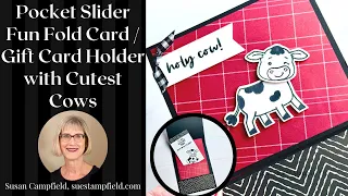 Pocket Slider Fun Fold Card / Gift Card Holder with Cutest Cows