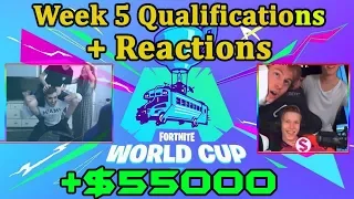 Fortnite World Cup *EMOTIONAL* Reactions to Qualification *WINNING* $50000 *WEEK 5*