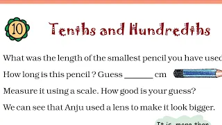 NCERT class 5 math/chapter 10 Tenths and Hundredths/ full chapter in one video/explain in hindi