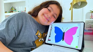 Öykü Draws Colorful Pictures with Her Tablet / Fun Kids Video