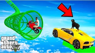 FRANKLIN TRIED IMPOSSIBLE DEEP TUNNEL BIG MEGA RAMP PARKOUR CHALLENGE GTA 5 | SHINCHAN and CHOP GOKU