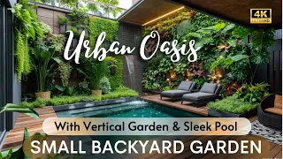 Elevate Your Outdoor Living: Small Modern Backyard Garden Retreat with Vertical Garden & Sleek Pool