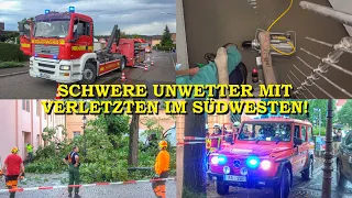 [Schweres Unwetter fordert Verletzte] - Starkregen flutet Rathaus & Bäume stürzen auf Gastronomie -