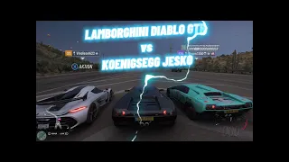 FORZA HORIZON 5 | LAMBORGHINI DIABLO GTR vs KOENIGSEGG JESKO - Top Speed Run | 464 KM/H | 288 MPH