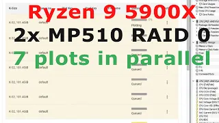 Chia plotting on Ryzen 9 5900X & Corsair MP510 NVMe in RAID 0 - Chia Plotting Rig